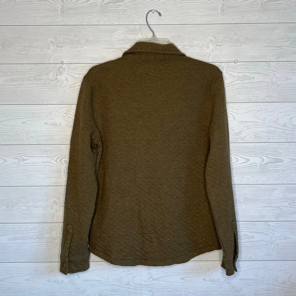 Goodfellow & Co olive green quilted button front shacket Size Small